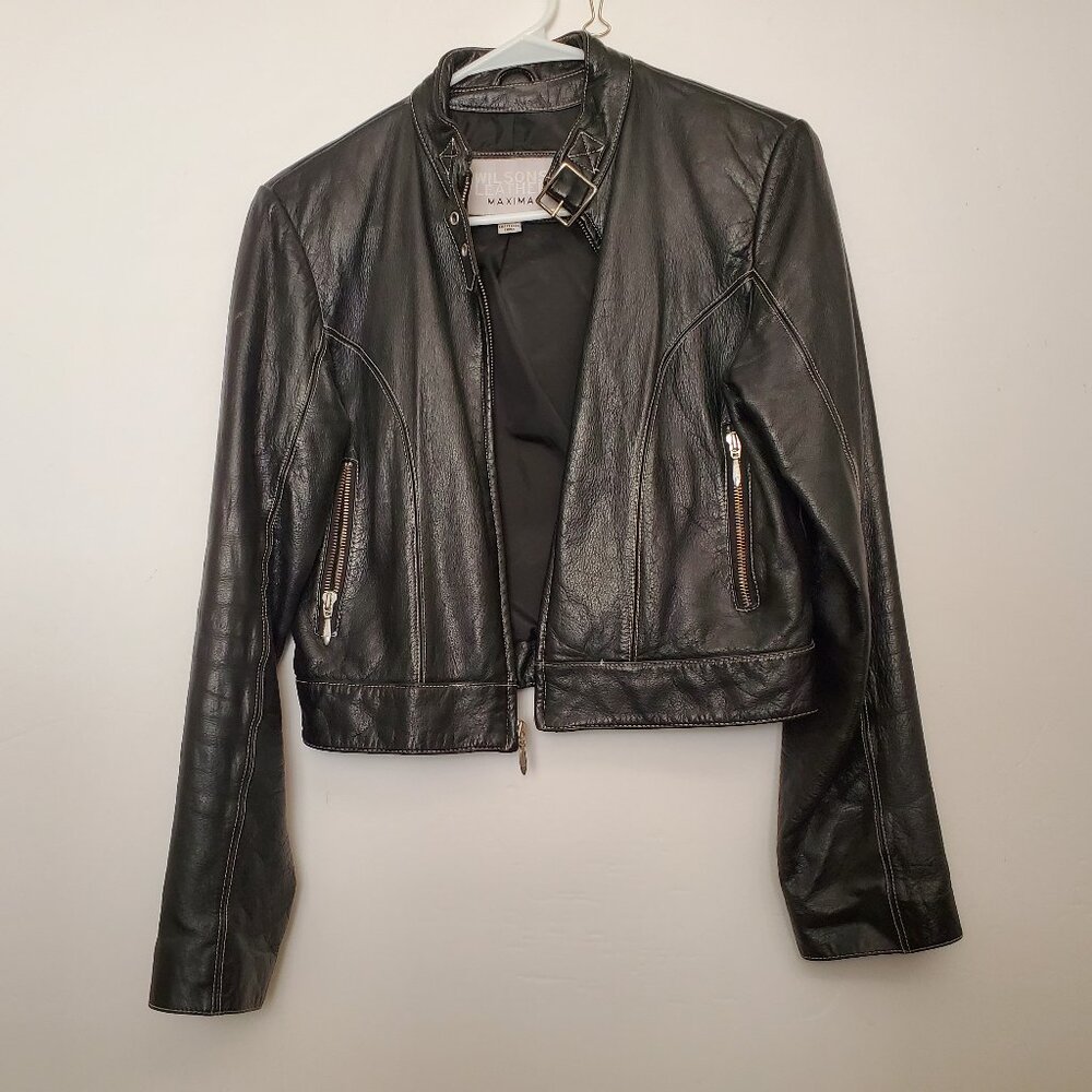Women’s Vintage Wilsons Leather Cropped Moto Jacket Size M